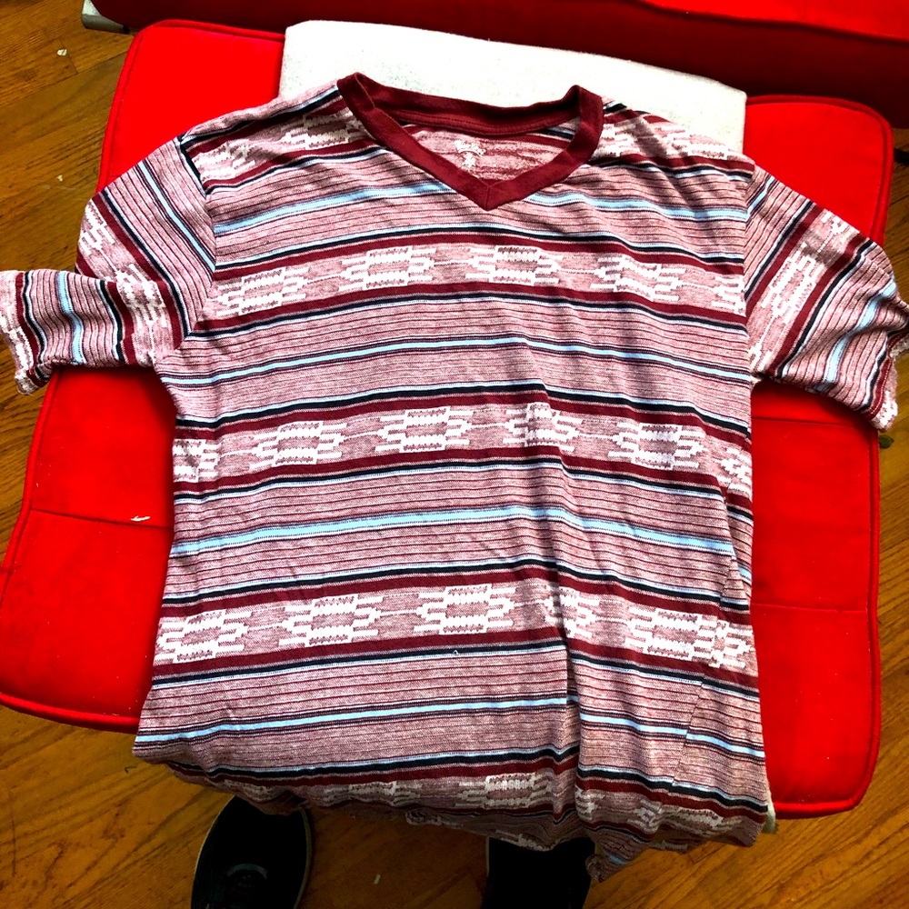 V-neck tee shirt.